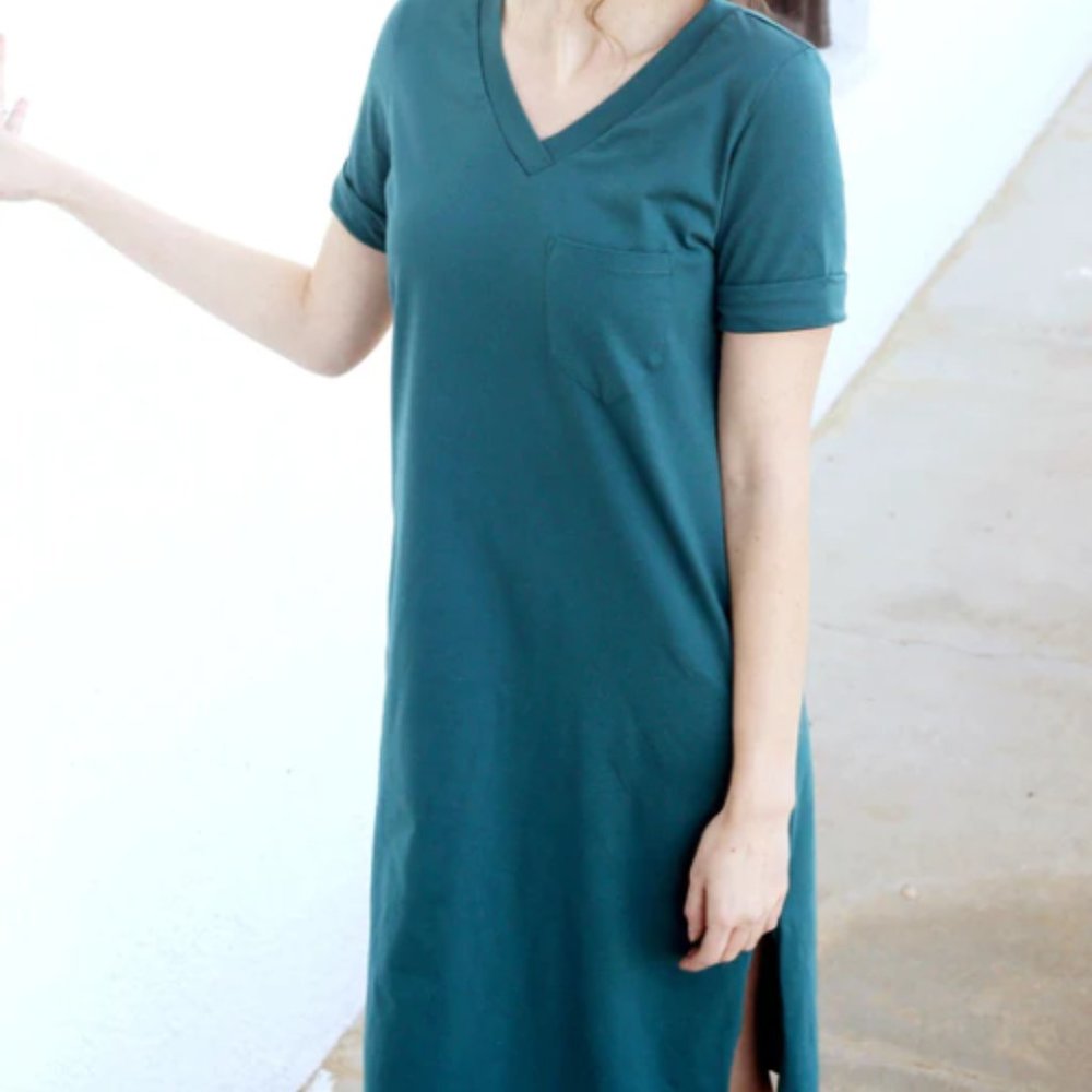 Elegantees T-Shirt Dress - Teal Ocean - Size Small